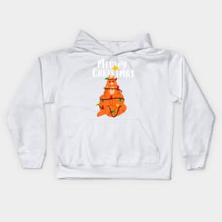 Meowy Christmas Funny Ginger Cat Kids Hoodie